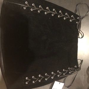 By The Way black velvet mini skirt with ties